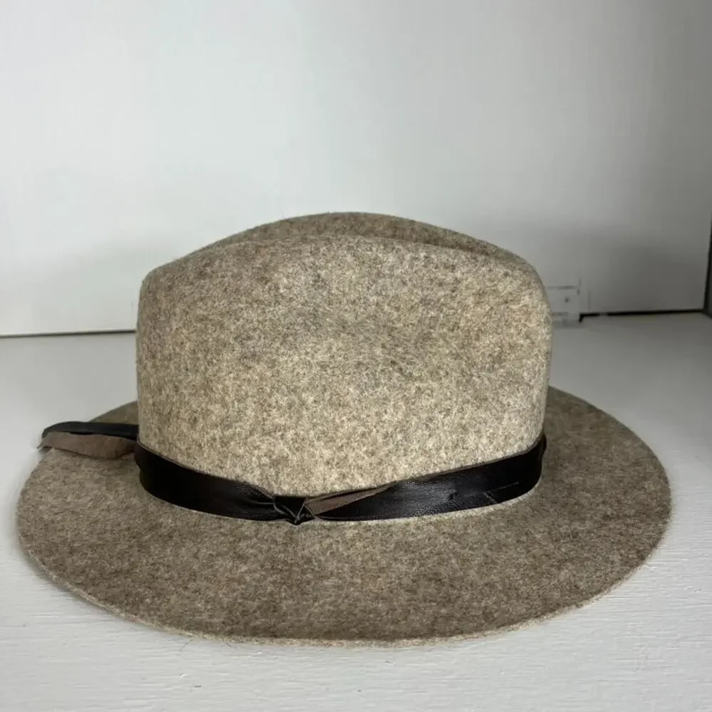 ORVIS 100% Wool Fedora Hat with Trim Women's Size Large Tan
